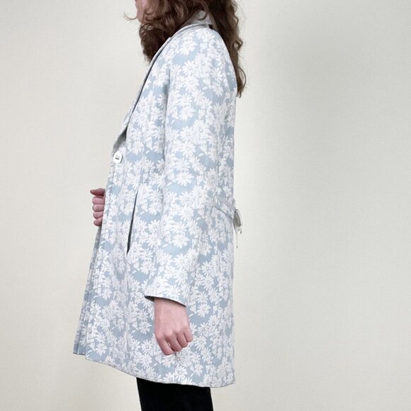 Vintage Jacquard Woven Knit Peacoat Jacket Whimsical Cottagecore Feminine Coat - Picture 3 of 9